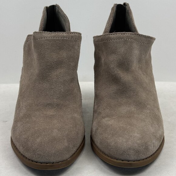 Fergie Carmin Womens Size 11M Tan Suede Leather Ankle Boots Zip Back Heel Shoes - Picture 9 of 15